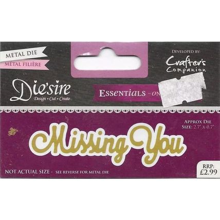 Crafter's Companion. Die'Sire. Missing You Die. Die Cutting Cardmaking Crafts