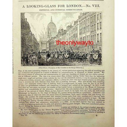 Fleet Street, Mail Coaches On King's Birthday, London, Book Illustration, 1837