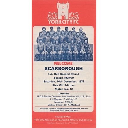 YORK CITY v SCARBOROUGH FA CUP SECOND ROUND 1978
