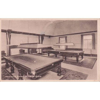 Billiards Room at Nantwych Home Cheshire Old Postcard