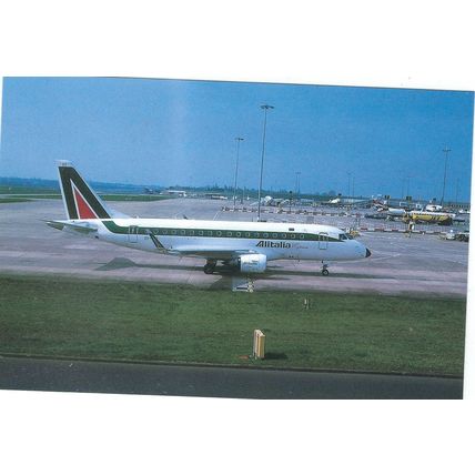 EMBRAER 170 AIRCRAFT ALITALIA AT BIRMINGHAM AIRPORT. CARD NO BHX 73