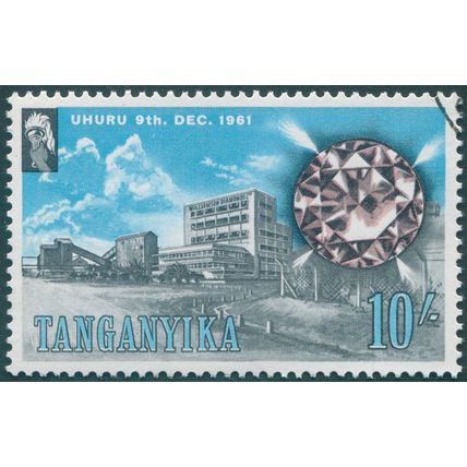 Tanganyika 1961 10s black, reddish purple & light blue SG118 CTO