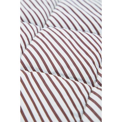 Brown Stripe Snap Button Scalloped Hem Collared Winter Vest