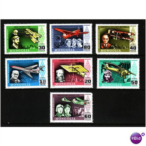 MONGOLIA 1978 AVIATION HISTORY SET 7 VALS U/M MINT