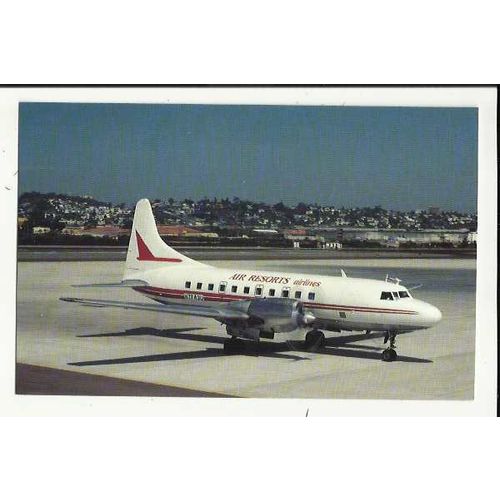 Aviation AIR RESORTS AIRLINE CV-580 Postcard by Mary Jayne (MJ1012)