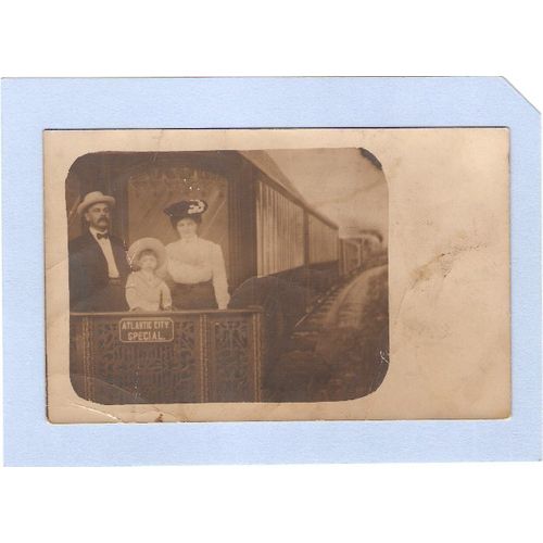 NJ Atlantic City Real Photo Family On Rear Platform Of Atlantic City Speci~194