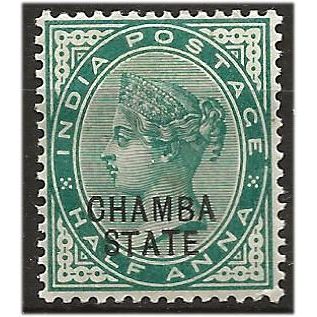 Chamba (ICS) 1887 SG1 1/2a Blue-Green Mounted Mint . .. .