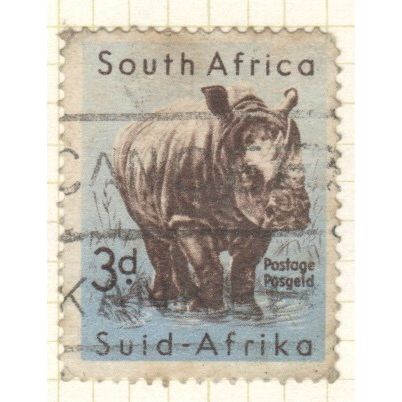 South Africa 1959 - 3d light blue/brownish purple - White Rhino - used