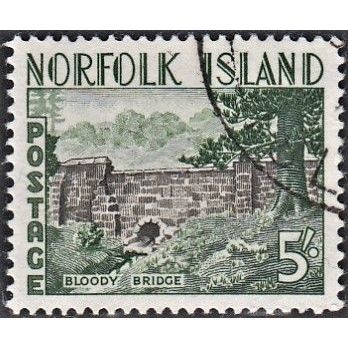 NORFOLK ISLANDS 1961 5/- Bloody Bridge, SG 35 (Scott #40), used