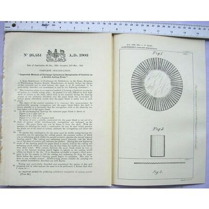 1903 Patent No. 26,551 forming cylindrical receptacles Karl Gossweiler Heidenhem