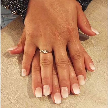 Nude ombre pink french False Nails square short Press On Set of 24 gel glue tabs