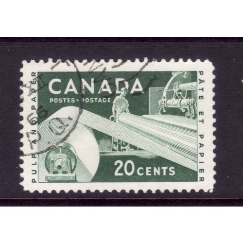 CANADA 1956 SG 488 20c GREEN PULP AND PAPER INDUSTRY FINE USED #3