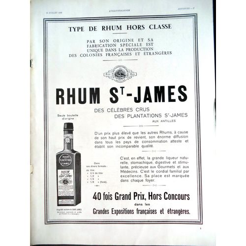 1930s St James RHUM orig Ad Advertisement Art Deco Print Bar Hotel Home Decor