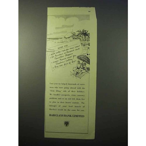 1951 Barclays Bank Limited Ad - Memo Pad