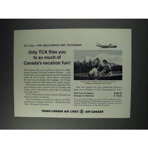 1963 TCA Trans-Canada Air Lines Ad - Fly TCA - the Rolls-Royce way to Canada