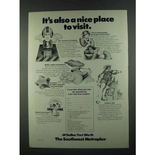 1972 Dallas / Fort Worth Texas Ad - Nice Place to Visit