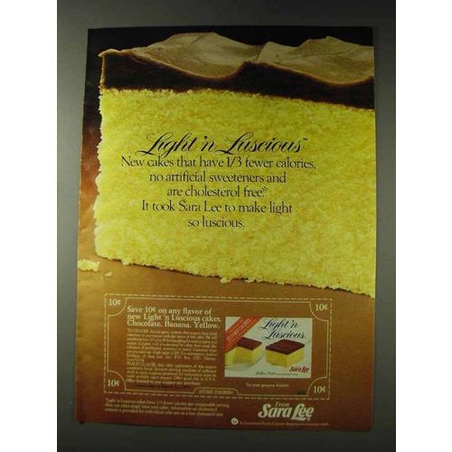 1978 Sara Lee Light 'n Luscious Cake Ad - Calories