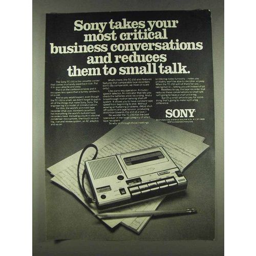 1978 Sony TC-150 Cassette-Corder Ad - Small Talk