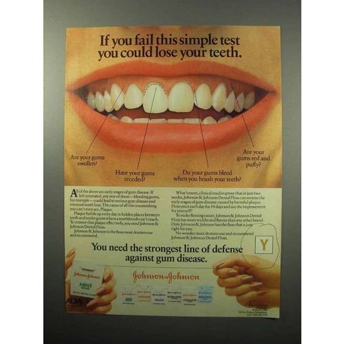 1987 Johnson & Johnson Dental Floss Ad - Simple Test