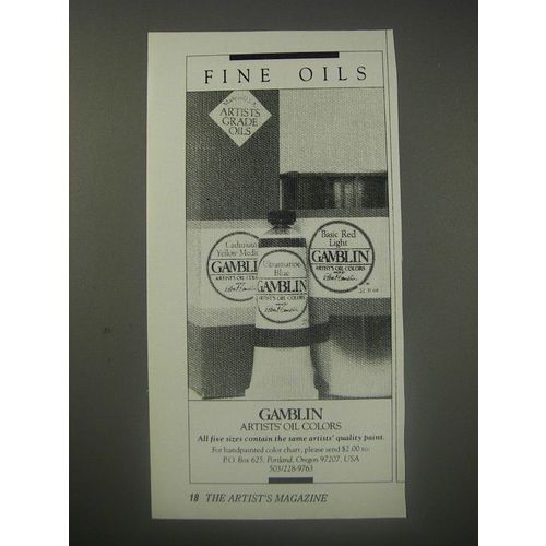 1990 Gamblin Artists' Oil Colors Ad - Fine Oils