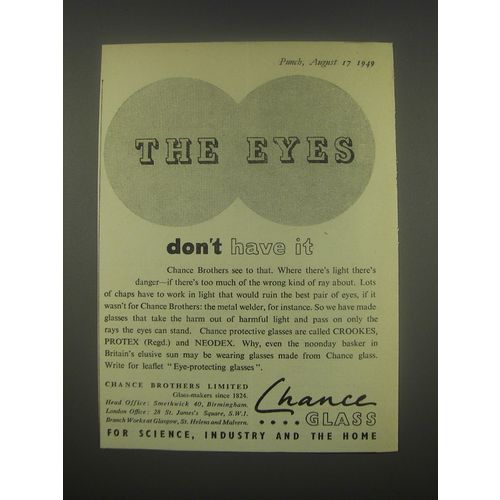 1949 Chance Glass Ad - The eyes don't have it