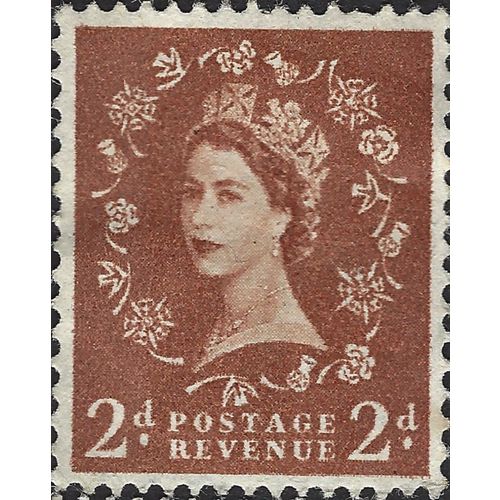 GB, QE II Wilding definitive, brown 1957, 2d