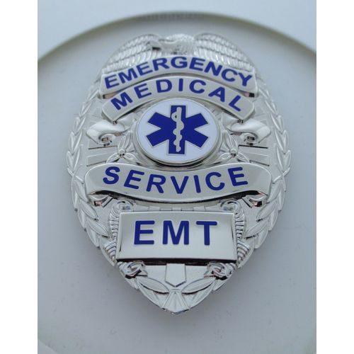 Emergency Medical Technician (EMT) All Silver Color Breast Badge