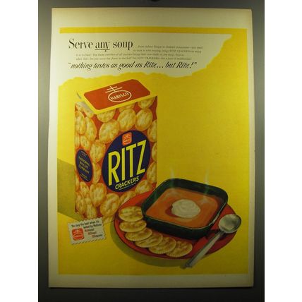 1949 Nabisco Ritz Crackers Ad - Serve any soup