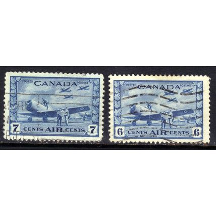 Canada 1942 KGV Set Air Mail Blue Used SG 399 - 400 ( T330 )