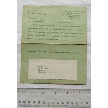 1959 payment card F. Guy, Alsager - Children's Encyclopedia & Modern University