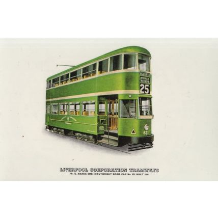Liverpool Corporation Tramways Number 25 Bogie Car Tram Postcard
