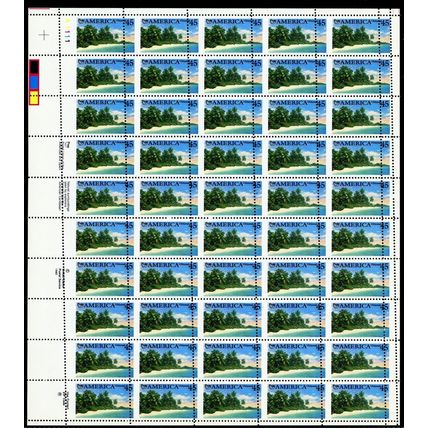 C127, MNH 45¢ Diagonal Misperf Shift Sheet of 50 Shows Gutter - Stuart Katz