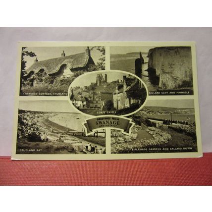 SWANAGE, DORSET multiview unused vintage postcard by Jarrold 1950s =