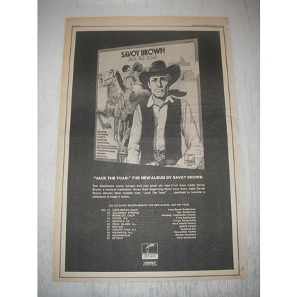 1973 Savoy Brown Jack the Toad Album Advertisement