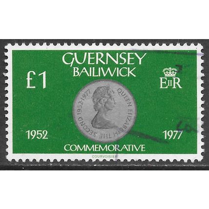 GUERNSEY 1977 COIN COINAGE £1 ONE POUND SILVER JUBILEE USED SG?