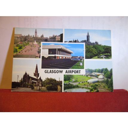 multiview, GLASGOW AIRPORT used vintage postcard #