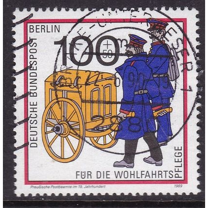 Berlin Postmark BRAKE-UNTERWESER 1990 Prussian Postal Messengers 100 + 50pf VGC
