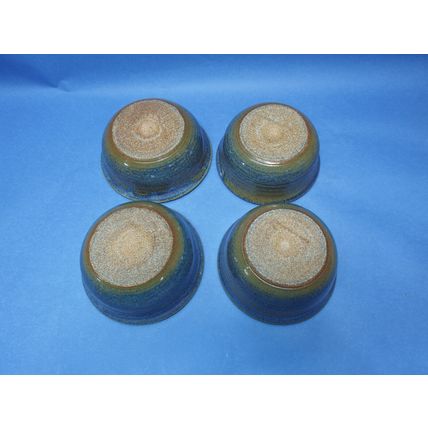 4 Blue Hand Spun Bowl Individual Apple Baking Dish Parrot Ranch Pottery Onion