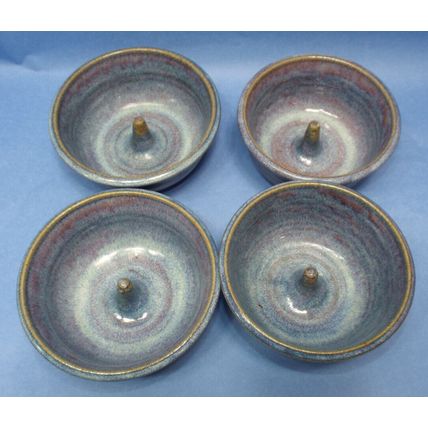 4 Blue Hand Spun Bowl Individual Apple Baking Dish Parrot Ranch Pottery Onion