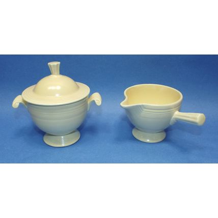 1930's Mint Rare Fiestaware Vintage Ivory Demitasse & Creamer Fiesta HLC CT USA