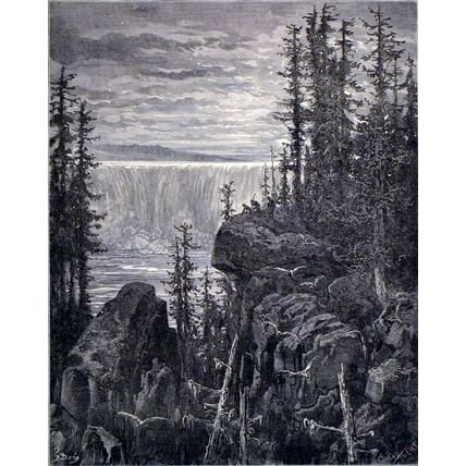 FALLS OF NIAGARA 1885 Gustave Doré - Chateaubriand ANTIQUE ENGRAVING