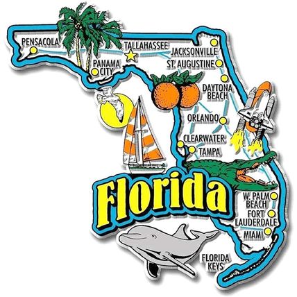 Florida Jumbo State Map Fridge Magnet
