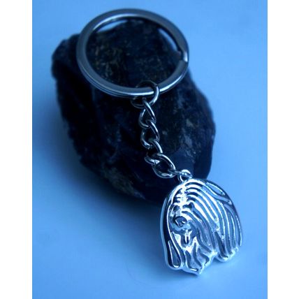 TIBETAN TERRIER METAL KEY RING WITH KEY CHAIN & VELVET GIFT BAG