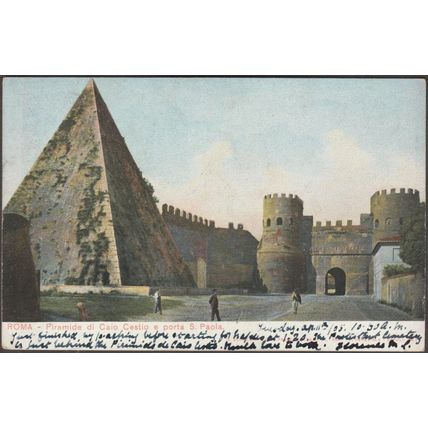Piramide di Caio Cestio e Porta San Paola, Roma, 1905 - Imperiale Cartolina