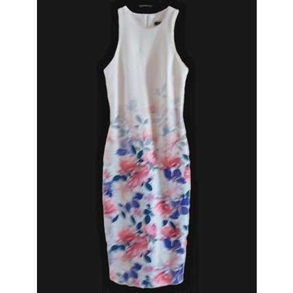 New Look Floral Dress Printed pencil bellow knee lenght size 8 XS extensible