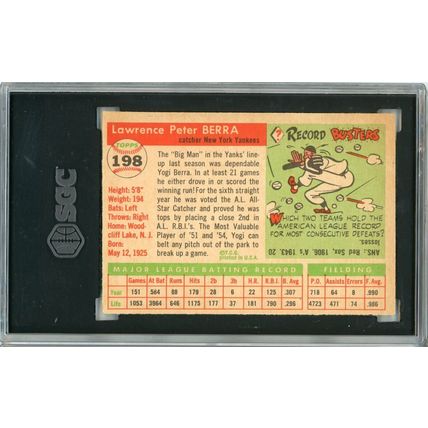1955 Topps Yogi Berra #198 SGC 5 P1383