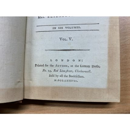 RARE* 1787 THE MEMOIRS OF MRS SOPHIA BADDELEY VOL 5 ELIZABETH STEELE BOOK (T3)