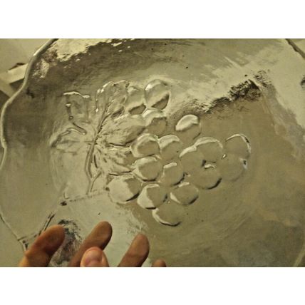 Antique GLASS GRAPE PLATTER plate with design vintage glassware KITCHEN food