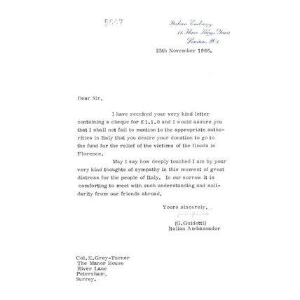 Gastone Guidotti Italian London Ambassador 1966 Hand Signed Letter