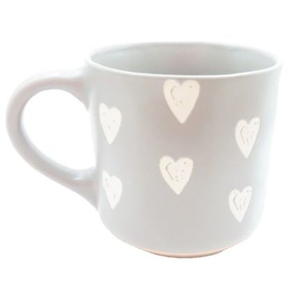 Grey Mug White Heart Pattern 9 CM Gift Tableware Home Decor Kitchen Gift
